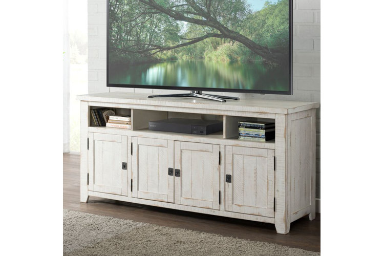 Distressed white store tv cabinet